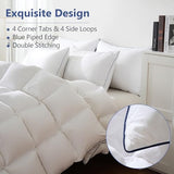 DOWNCOOL Feather Down Fiber Comforter Queen Size, 100% Cotton Ultra Soft Fluffy Duvet Insert Queen, All Season Luxurious Hotel Bedding Comforters with Corner Tabs, White 90"x90" DOWNCOOL
