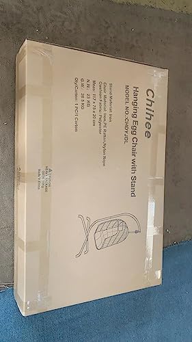 Chihee Egg Chair with Ultra Strong Stand and Cushion Foldable Wicker Rattan Hanging Chair Indoor Outdoor Patio Lounging Chair 330 lbs Capacity Balcony Porch Bedroom Garden Chihee