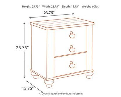 Signature Design by Ashley Willowton Farmhouse 2 Drawer Nightstand with USB Charging Ports, Whitewash - WoodArtSupply