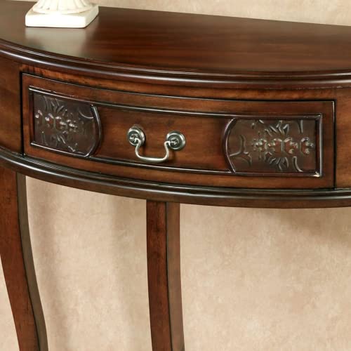 Touch of Class Pennington Console Table Natural Cherry - Handcrafted Wood - Half Circle Moon - Victorian Style - Elegant Regal Furniture Tables for Entryway - 30 Inches High Touch of Class