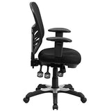 Flash Furniture Nicholas Mid-Back Swivel Desk Chair with Wheels, Mesh Back, Padded Seat, and Armrests, Adjustable Height Mesh Ergonomic Office Chair, Black Flash Furniture