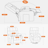 Sweetcrispy Power Lift Recliner Chair with Vibration Massage and Heat for Adults, Ergonomic Overstuffed Breathable Fabric Reclining Chair with Side Pockets, Remote Control, Living Room, Bedroom, Brown