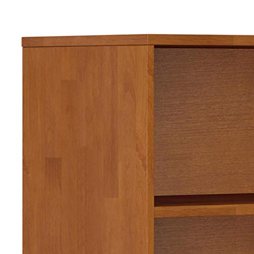 SIMPLIHOME Harper SOLID HARDWOOD 24 Inch Mid Century Modern Bookcase with Storage in Teak Brown, For the Living Room, Study Room and Office SIMPLIHOME