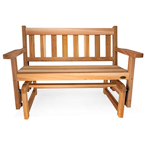 All Things Cedar CG45 Patio Glider | Wooden Outdoor Glider | Handcrafted Cedar Wood Glider, Smooth Ball Bearing Motion | Rot Resistant Porch Glider Bench & Patio Furniture 48x26x36