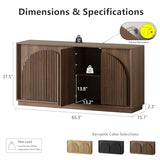 win2win Fluted Sideboard Buffet Cabinet with Storage, 65" Mid Century Modern Accent Cabinet with Double-Layered Arch Doors,Wood Media TV Console Table Credenza for Living Room Hallway Entryway,Walnut win2win