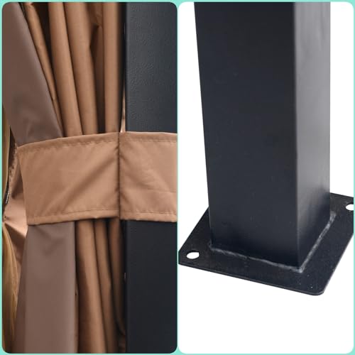 Hardtop Metal Gazebo,Heavy Duty Pergola with Mosquito Nets&Strip Lights,Galvanized Steel&Polycarbonate Roof,Sturdy Outdoor Canopies Tent,Suitable (Waterproof Fabric, 10X12 Soft Double Roof) Sannwsg