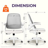 NEO CHAIR Office Desk Computer Gaming Ergonomic Chair with Lumbar Back Support Adjustable Height Swivel Wheels Flip-up Arms Mesh Chair for Home or Office (Ivory) NEO CHAIR