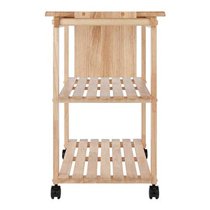 Winsome Wood Kitchen Cart With Cutting Board, Knife Block and Shelves, Beech - WoodArtSupply