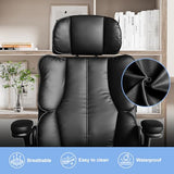 Kensaker Executive Leather Office Chair, Computer Chair with Thick Cushion & Lumbar Support, Ergonomic Desk Chair with Adjustable Headrest & Armrests,Black Kensaker