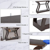 ZenStyle Wood Console Table with Curved Legs and Shelf, 3 Tier Modern Accent Sofa Table for Entryway, Living Room, Hallway, 47 in Wide, Easy Assembly (Cappuccino/Dark Brown) ZenStyle