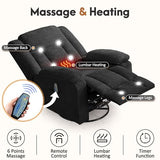 Korser Rocker Recliner Chair for Adults, 360° Swivel Rocker Recliner with Massage and Heating, Nursery Rocking Chairs with Side Pockets, Manual Reclining Chair for Living Room, Bedroom or Nursery