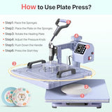 Slendor 8 in 1 Heat Press Machine 15x15 inch 360-Degree Swing Away Digital T Shirt Pressing Machine Multifunction Heat Transfer Sublimation Combo for T Shirts Mugs Hat Plate Cap, Lavender Slendor