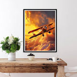 MOER SKY Diamond Painting for Adults 5D Aircraft Flying at Sunset Full Drill Diamond Art Kit DIY Airplane Gem Painting Set Bedroom Living Room Wall Decor Gifts 12x16 inch MOER SKY