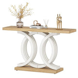 Tribesigns 55 in Console Table with Geometric Base, Modern Hallway Table, Wooden Entryway Table, Foyer Sofa Table, Unique Long Accent Table for Decoration and Organization (White) Brand Tribesigns