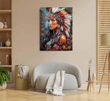 Native American Paint by Numbers Kit for Adults, 16"x20" Canvas Painting Kit for Beginners, Modern Aesthetic DIY Paint by Number on Canvas for Home Wall Decor 113 WoodArtSupply
