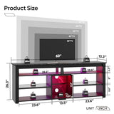 Bestier TV Stand for 65/70 inch TV, Tall Entertainment Center with 2 Led Lights, Gaming TV Console with Storage for PS5, Modern TV Cabinet for Bedroom, Living Room, Black Marble Bestier