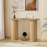 AVZEAR Fluted Entryway Console Table with Storage Shelf, Oval Curved Couch Table Behind Sofa Modern Boho Console Tables Long and Skinny for Living Room Hallway Entrance Foyer, Nature Color AVZEAR