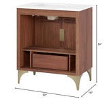 Modway Daylight Bathroom Vanity Cabinet with Ceramic Sink Basin, 30 Inch, White Walnut Modway