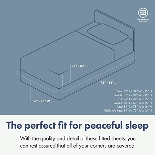 Threadmill 100% Cotton Sheets for Queen Size Bed - 600 Thread Count Queen Bed Sheets Set with 16” Deep Pocket - Sateen Weave 4-Piece Bedding Set with Cooling Effect, White Threadmill