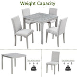 Ball & Cast 5 Piece Dining Table Set,Kitchen Table Set for 4 W/ 34.5" Square Wooden Dining Table,Living Room Furniture W/ 4 Upholstered Chairs,for Dining Room,Kitchen,Restaurant,Silver Gray Ball & Cast