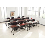 Iceberg OfficeWorks Premium Mobile Training Table – 72” Rectangular Desk with Locking Wheels, Mahogany Top & Black Frame – Rolling Conference Table for Offices, Classrooms, or Workspaces Iceberg
