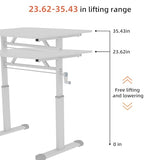 AnoYishev Height-Adjustable Study Office Desk, Sit to Stand Desks Workstation, Manual Crank Adjustable Computer Table for Kids Teens Adults, Multi Compact Design (White, 47 Inches) AnoYishev