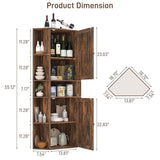 Halitaa Farmhouse Corner Cabinet, Tall Corner Storage Cabinet with Barn Doors and Adjustable Shelves Wooden Display Bookshelf Pantry Cabinets Organizer Home Furniture for Bathroom, Living Room Halitaa