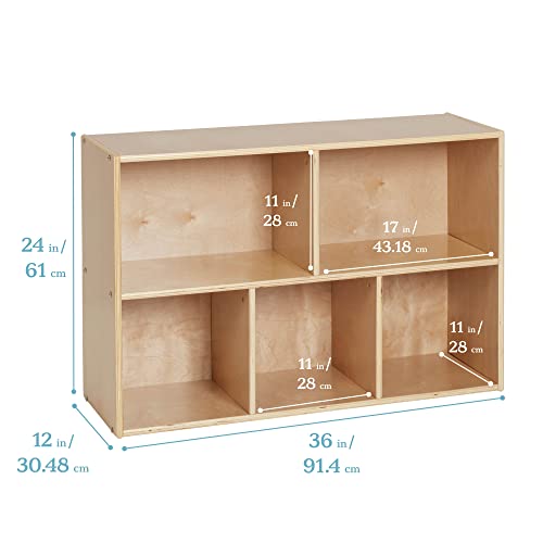 ECR4Kids Streamline 5-Compartment Storage Cabinet, 24in, Classroom Furniture, Natural - WoodArtSupply