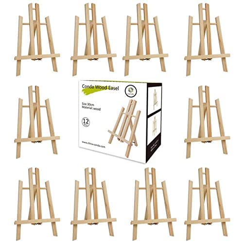 CONDA 12 Pack 11.8" Tabletop Easel, Portable A-Frame Tripod Tabletop Easel Set for Painting Party & Displaying Canvases, Photos, Display Tripod Holder Stand for Students Kids Beginners conda