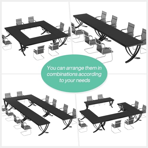 Tribesigns 6.5FT Conference Table for 6-8 People, 78 inch Long Rectangular Seminar Table with Strong Metal Frame, Business Furniture Boardroom Desk for Office Meeting Conference Room (6PCS, Black) Tribesigns