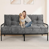 Bliss Homey 8" Futon Mattress Full Size 54" x 80", Extra Thick Floor Futon Mattress Comfy Sleeping Mat, Foldable Velvet Futon Sofa Bed for Camping, Guest, Dorm, Drak Gray(Frame Not Included) Bliss Homey