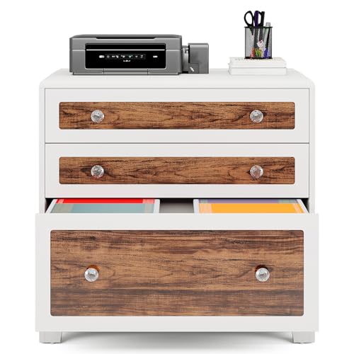 Tribesigns File Cabinet with 3 Drawers, Wood Lateral Filing Cabinet for A4/Letter/Legal Size, Office Storage Cabinet Printer Stand for Home Office Tribesigns