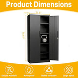 Reegangfa Metal Storage Cabinet with 2 Doors and 4 Adjustable Shelves, 71" Garage Storage Cabinet with Anti-Tipping Design, Lockable Garage Cabinets for Office, Home, Garage, Gym, School Reegangfa