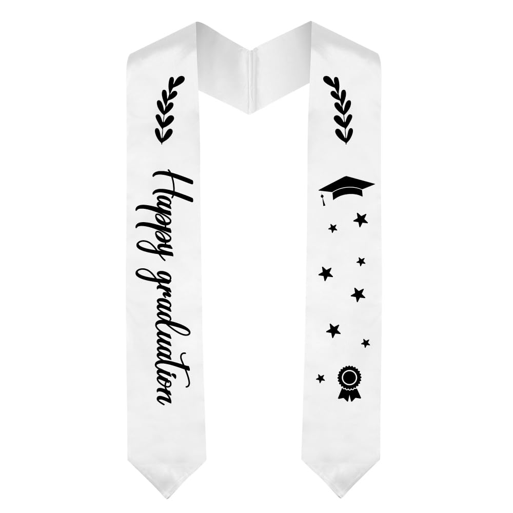 Graduation Stole Class of 2025 White Stoles for Graduation 2025 Graduation Sash Unisex Adult Plain Graduation Stole Graduation Honor Stole Sash Graduation Senior Sash 70”for Graduation Party Gifts