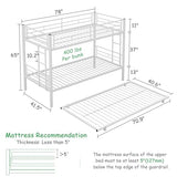 VECELO Twin Over Twin Bunk Bed with Trundle, Convertible Metal Bunkbeds with 2 Ladders and Guardrails, Space Saving, No Box Spring, White VECELO
