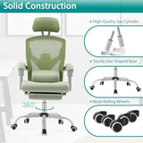 DUMOS Office Desk Chair with Footrest Ergonomic Gaming Chair for Adults Computer Mesh, Lumbar Support,Swivel Reclining with Headrest, Comfy Armrest for Home, Office, Work, Study, Light Green DUMOS