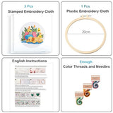 Konrisa 3 pcs Dog Flower Embroidery Kits for Beginners, Needlepoint Cross Stitch Kits with Pattern, DIY Sewing Practice Kit, Include 1pcs Hoop