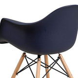 Flash Furniture Alonza Series Navy Plastic Chair with Wooden Legs Flash Furniture