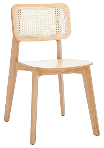 SAFAVIEH Home Collection Luz Coastal Natural Cane Rattan Set of 2 Dining Chair - WoodArtSupply