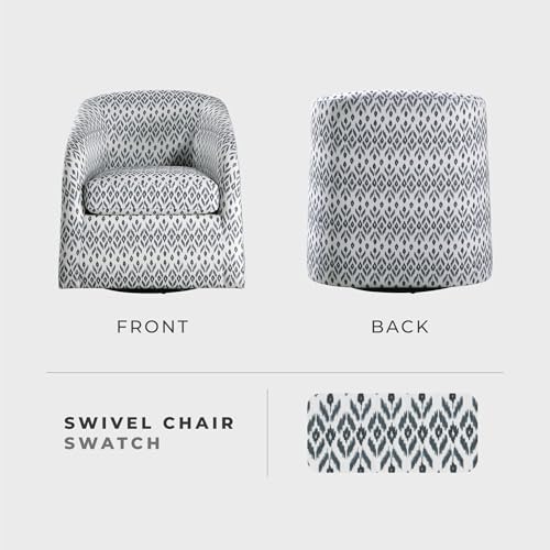 Lexicon Swivel Accent Chair, Fabric Barrel Chair with Solid Wood Frame and Metal Base, Upholstered Arm Chair, Swivel Sofa Chair Modern Reading Chair for Living Room/Office/Apartment, Multi-Color Lexicon