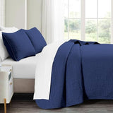 akkialla Queen Quilt Bedding Set,Navy Blue Ultrasonic Full/Queen Quilt Set,Lightweight Soft Bedspread Coverlet,Modern Style Coin Pattern Bed Cover for All Seasons,3 Piece(1 Quilt,2 Pillow Shams) akkialla