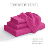 Elegant Comfort Luxury 4-Piece Bed Sheet Set - Luxury Bedding 1500 Premium Hotel Quality Microfiber, Wrinkle Resistant Cool & Breathable, Easy Elastic Fitted, King, Hot Pink Elegant Comfort