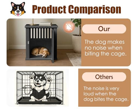 KFY 30 INCH Small Dog Crate Furniture Lockable Dog Kennel Indoor Dog Cage Plastic Pet Cage End Table for Small/Medium Dogs, Black KFY