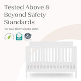 Delta Children Isabelle 6-in-1 Convertible Crib, Converts to Toddler Bed, Daybed, Sofa & Full Bed With/Without Footbaord, Fits Standard Crib Mattress, 3 Mattress Heights for Baby Nursery, Bianca White