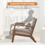 INZOY Mid Century Modern Accent Chair with Wood Frame, Upholstered Reading Armchair with Waist Cushion, Double Padded Accent Chair, Side Chair for Living Room Bedroom Office, Easy Assembly, Beige INZOY