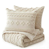 Oli Anderson Beige King Comforter Set Tufted Geometry Bedding Set King 3 Pieces, Boho Shabby Chic Comforter with 2 Pillowcases Oli Anderson