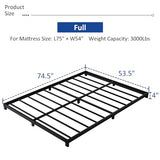 YUSENHEEI 4 Inch Full Size Bed Frame, Heavy Duty Metal Platform Low Bed Frame Full, No Box Spring Needed, Noise Free, Easy Assembly, Black YUSENHEEI