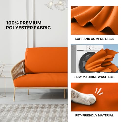 MoNiBloom Twin Futon Cover, Armless Stretch Futon Slipcover Armless Sofa Cover Furniture Protector, Washable Zippered Futon Couch Cover for Adults Kids and Pets, Jackknife Rv Sofa Covers, Pumpkin MoNiBloom