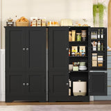 TEENFON Storage Cabinet with 4 Doors, Kitchen Cabinet with 6 Door Shelves, Kitchen Pantry for Living Room, Dining Room, Bathroom, Black TEENFON