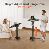 WALKINGDESK Foldable Pneumatic Height Adjustable Mobile Standing Desk with 90° Tiltable Tabletop, 27.2x18.9 Inch Portable Laptop Desk with Wheels, Holds Up to 66.1lbs for Home Office, Study, Black WALKINGDESK